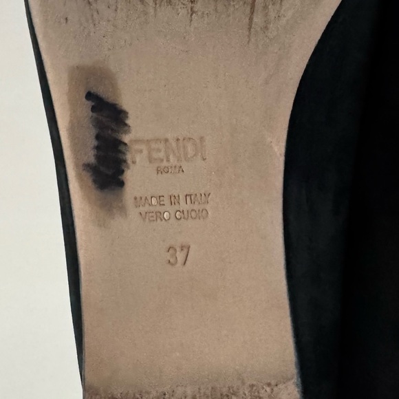 Fendi Freedom Loafer Black Suede Zucca FF Square Toe Flat EU 37 US 7 Classic - Picture 10 of 10